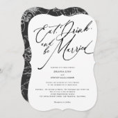 食べ飲み結婚したてモダン結婚Script's 招待状 (正面/裏面)