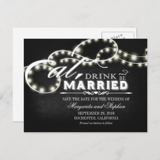 食べ飲み結婚したて保存する 案内ポストカード (正面/裏面)