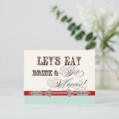 食べ飲み結婚したて欲しい招待状 インビテーションポストカード (スタンド正面)