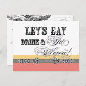 食べ飲み結婚したて欲しい招待状 インビテーションポストカード (正面/裏面)