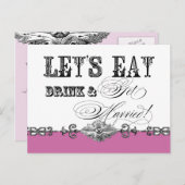 食べ飲み結婚したて欲しい招待状 インビテーションポストカード (正面/裏面)