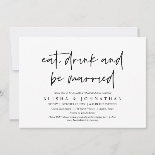 食べ飲み結婚したて結婚のリハ 招待状 (正面)