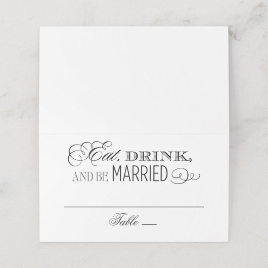 食べ飲み結婚したて黒結婚く プレイスカード (外部開封)