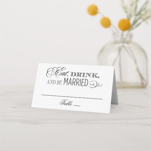 食べ飲み結婚したて黒結婚く プレイスカード (正面)