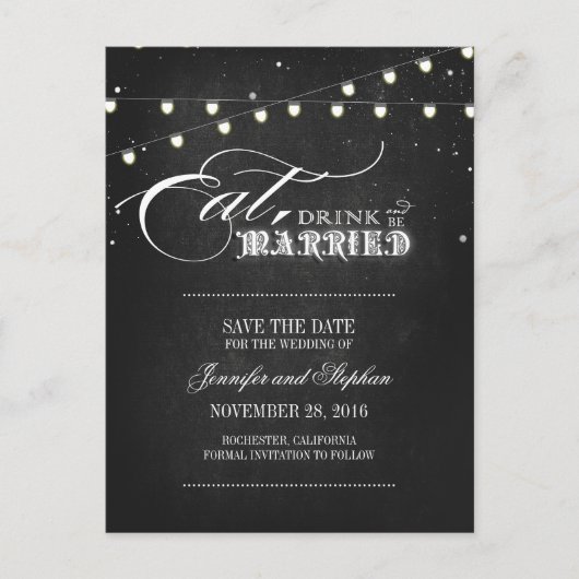 食べ飲み結婚したてDATEはがきを保存する 案内ポストカード (正面)