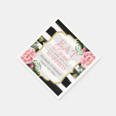 食べ飲み結婚したエレガントフローラストライプ スタンダードカクテルナプキン (角)