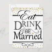 食べ飲み結婚したデザイン インビテーションポストカード (正面/裏面)