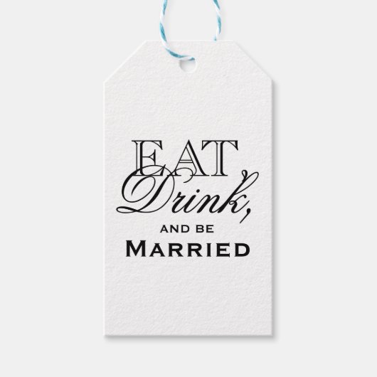 食べ飲み結婚したパーソナライズされた結婚 ギフトタグ (正面)