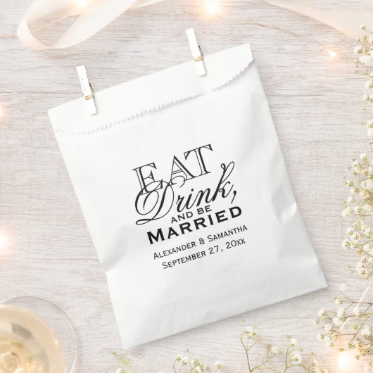 食べ飲み結婚したパーソナライズされた結婚 フェイバーバッグ (クリップ留めされた状態)