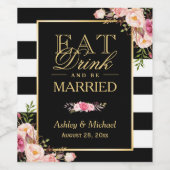 食べ飲み結婚した物 |フローラストライプの結婚数 ワインラベル (シングルラベル)