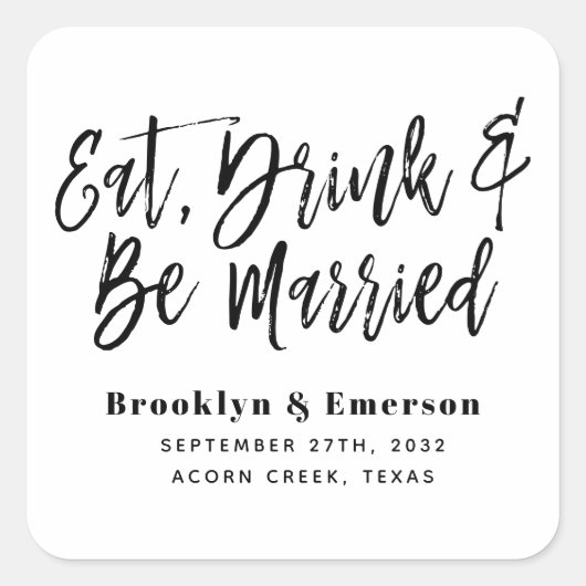 食べ飲み結婚した結婚る スクエアシール (正面)