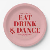 食べ飲み踊りを楽しもう! ウェディング ペーパープレート (正面)