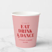 食べ飲み踊りを楽しもう! ウェディング 紙コップ (正面)