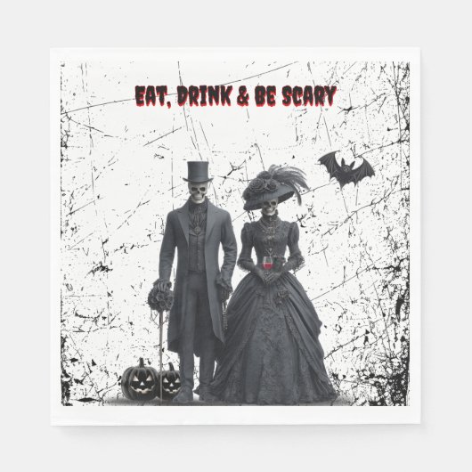 食べ飲み込み怖いゴシック体の大人のハローウィンパーティ スタンダードランチョンナプキン (正面)