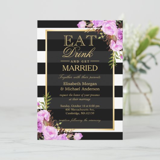 食べ飲み酒とベ結婚したパープルフローラ結婚ズ 招待状 (スタンド正面)