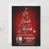 食べ飲み酒を飲み楽しむクリスマスパーティー 招待状 (正面)