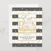 食べ飲み飲みデザイン結婚した インビテーションポストカード (正面/裏面)