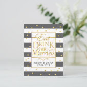 食べ飲み飲みデザイン結婚した インビテーションポストカード (スタンド正面)