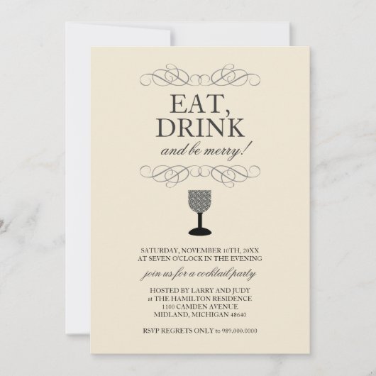 食べ飲み飲みメリーパーティの招待状 招待状 (正面)