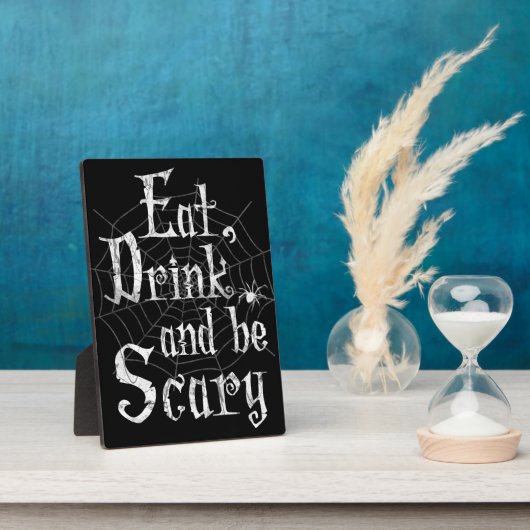 食べ飲み飲み怖いハロウィンおもしろいスパイダーウェブ フォトプラーク (側面)