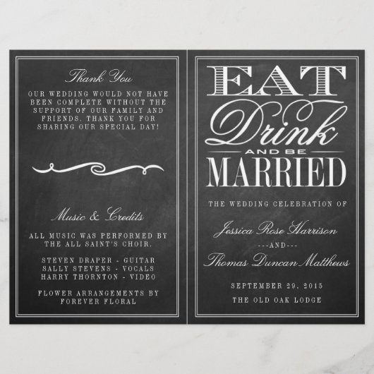 食べ飲み飲み結婚したとBeChalkboard結婚の (正面)