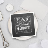 食べ飲み飲み結婚したとBeChalkboard結婚の スタンダードカクテルナプキン