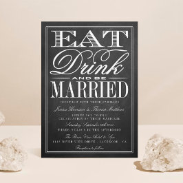 食べ飲み飲み結婚したとBeChalkboard結婚の 招待状