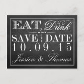 食べ飲み飲み結婚したとBeChalkboard結婚の 案内ポストカード (正面)