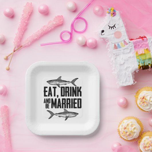 食べ飲み飲み結婚したヴィンテージ結婚ズ ペーパープレート (パーティー)