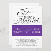 食べ飲み飲み結婚式招待状結婚した紫 招待状 (正面/裏面)
