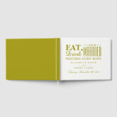 食べ飲み飲み金ゴールド結婚した結婚の ゲストブック (全面)