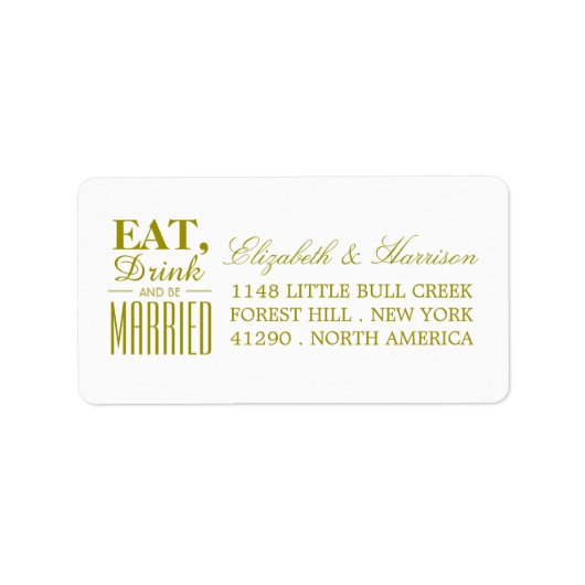 食べ飲み飲み金ゴールド結婚した結婚の ラベル (正面)