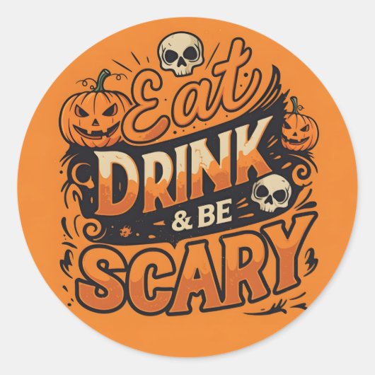 食べ飲み&怖いハロウィンステッカー ラウンドシール (正面)