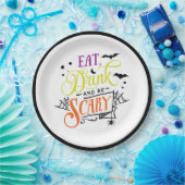 食べ飲み&怖いハロウィーンタイポグラフィ ペーパープレート (パーティー)