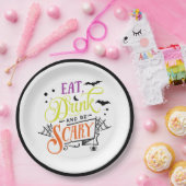 食べ飲み&怖いハロウィーンタイポグラフィ ペーパープレート (パーティー)