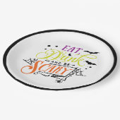 食べ飲み&怖いハロウィーンタイポグラフィ ペーパープレート (アングル)