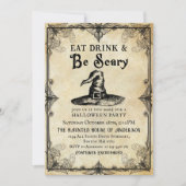 食べ飲み&怖い大人ハローウィンパーティゴシック 招待状 (正面)