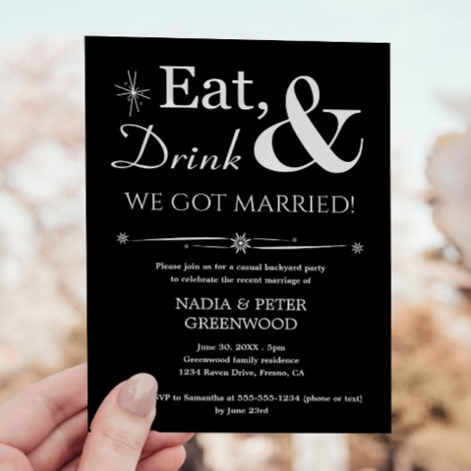 食べ飲み 私たち結婚しました! 秘密結婚 カジュアルパーティー 招待状