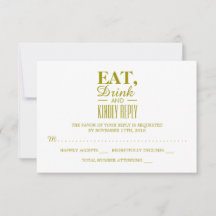 食べ飲み、親切に金ゴールド結婚式RSVPに返信