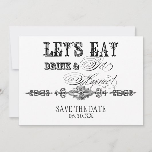 食べ飲むセーブ・ザ・デート案内を取る結婚した セーブザデート (正面)