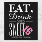 食べ飲む彼女のSweet sixteen誕生日 ワインラベル (シングルラベル)