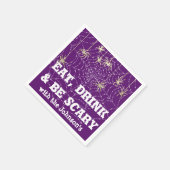 食べ飲む怖いスパイダーハロウィンパープルくもの巣金ゴールド スタンダードカクテルナプキン (角)