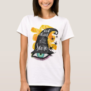 食べ飲む怖い魔女ハットウォーター色オレンジ Tシャツ