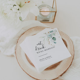 食べ飲む我々は金ゴールド結婚したグリ結婚ン スタンダードカクテルナプキン