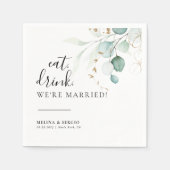 食べ飲む我々は金ゴールド結婚したグリ結婚ン スタンダードカクテルナプキン (正面)