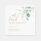 食べ飲む我々は金ゴールド結婚した結婚だ スタンダードカクテルナプキン (正面)