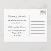 食べ飲む男の赤ちゃんだベビー発表 案内ポストカード (裏面)