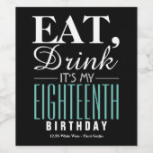 食べ飲む18誕生日 ワインラベル (シングルラベル)
