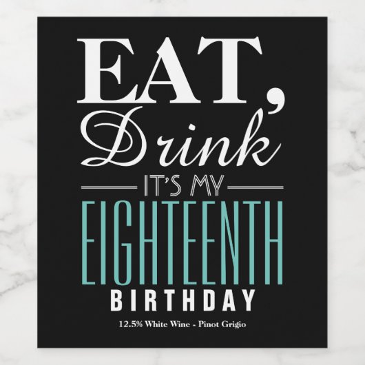 食べ飲む18誕生日 ワインラベル (シングルラベル)