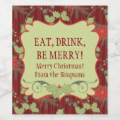 食べ飲めメリー!メリークリスマスワインラベル ワインラベル (シングルラベル)